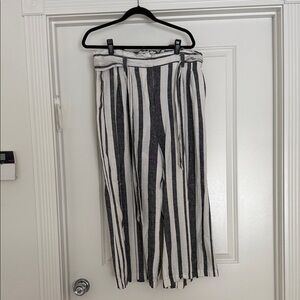 Who What Wear Black and White Striped Wide Leg Pants